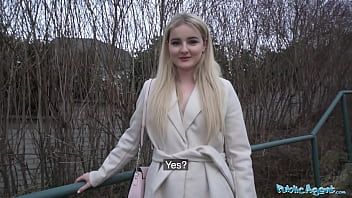Play Public Agent Hot Blonde from California Sucks and Fucks a Huge European Cock