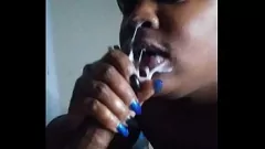 Play Ebony MILF Gives Husband a Sloppy Blowjob