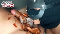 Play SassyNova's Dirty Christmas: Desi Teen Licks Black Cock with Chocolate Syrup