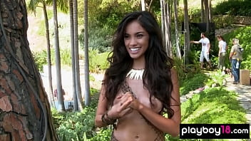 Play Extra small ebony beauty Bryanna Noelle reveals her big natural boobs