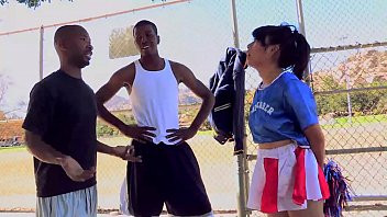 Play Horny Young Cheerleader May Lee Has Her Pussy Pounded By Two Black Men