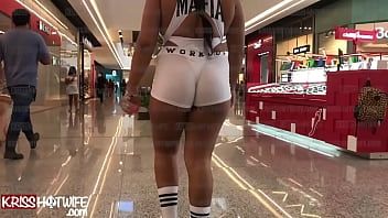 Play Kriss Hotwife From Shopping Shows Panties In Transparent White Shorts