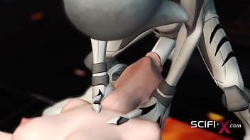 Play Sex with an alien in a spaceship. A sexy young blonde gets fucked by an alien